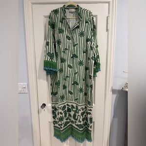 Alemais Green and White Maxi Dress